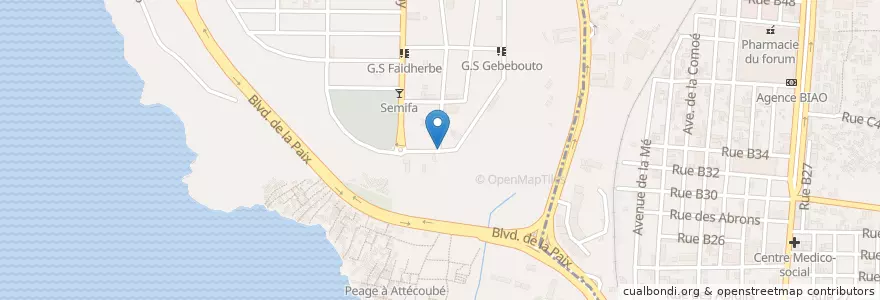 Mapa de ubicacion de Pharmacie du Rond Point en Costa D'Avorio, Abidjan, Attécoubé.