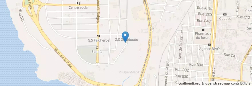 Mapa de ubicacion de G.S Biegoussi en Costa De Marfil, Abiyán.