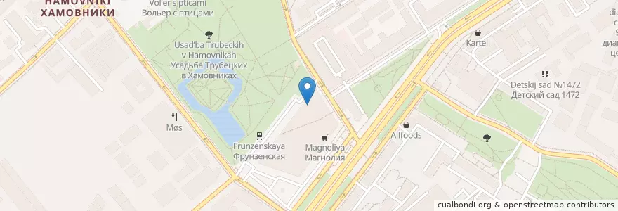 Mapa de ubicacion de Бургер Кинг en Rússia, Distrito Federal Central, Москва, Центральный Административный Округ, Район Хамовники.