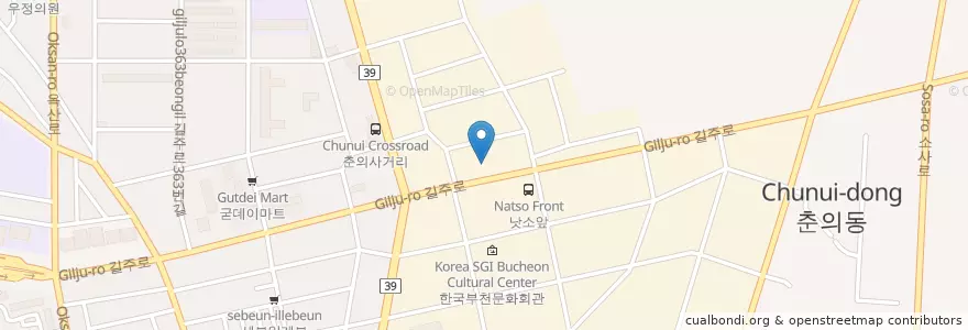Mapa de ubicacion de 부천시 en 대한민국, 경기도, 부천시.