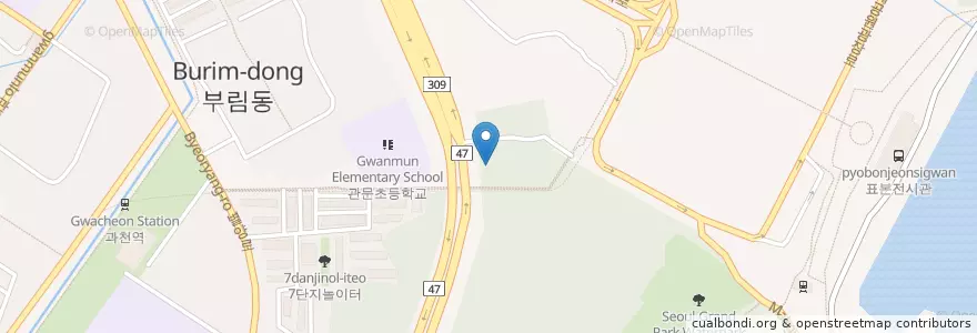 Mapa de ubicacion de 과천시 en Республика Корея, Кёнгидо, 과천시.