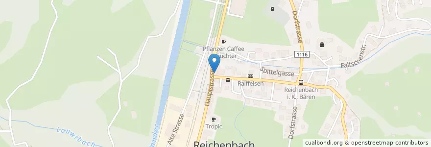 Mapa de ubicacion de Restaurant Bahnhof en Suíça, Berna, Verwaltungsregion Oberland, Verwaltungskreis Frutigen-Niedersimmental, Reichenbach Im Kandertal.