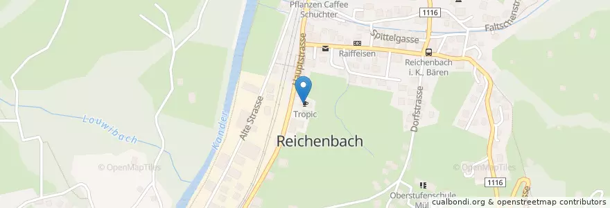 Mapa de ubicacion de Tropic en Zwitserland, Bern/Berne, Verwaltungsregion Oberland, Verwaltungskreis Frutigen-Niedersimmental, Reichenbach Im Kandertal.