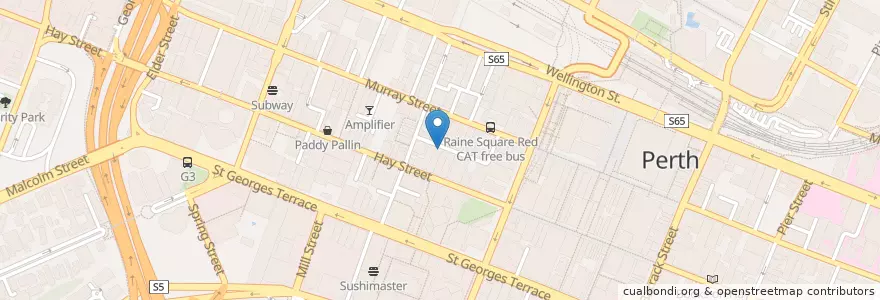 Mapa de ubicacion de The Bucket Cafe en オーストラリア, 西オーストラリア, City Of Perth.