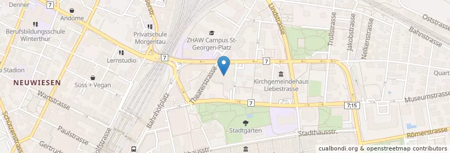 Mapa de ubicacion de Theater am Stadtgarten en 스위스, 취리히, Bezirk Winterthur, Winterthur.