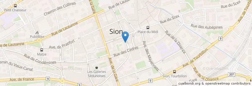 Mapa de ubicacion de Bar Le Lido en Svizzera, Vallese, Sion, Sion.