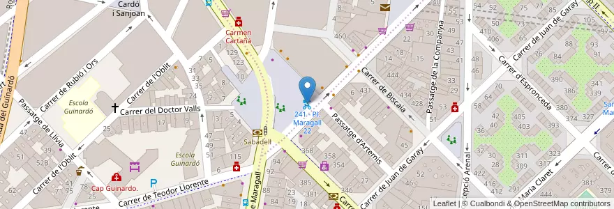 Mapa de ubicacion de 241 - Pl. Maragall 22 en España, Catalunya, Barcelona, Barcelonès, Barcelona.