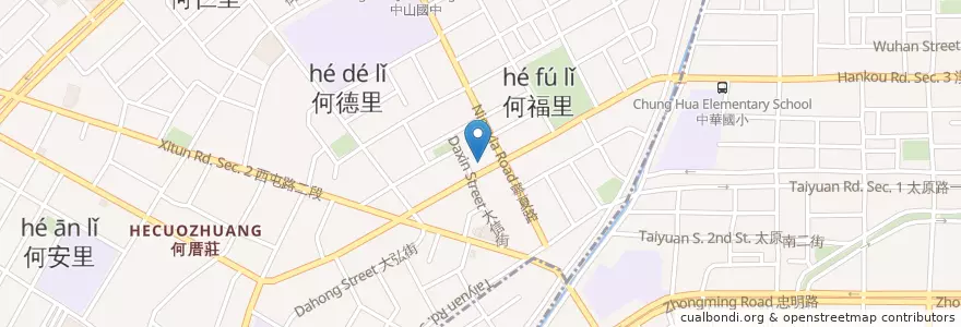 Mapa de ubicacion de 合作金庫商業銀行 en Taiwán, Taichung, 西屯區.