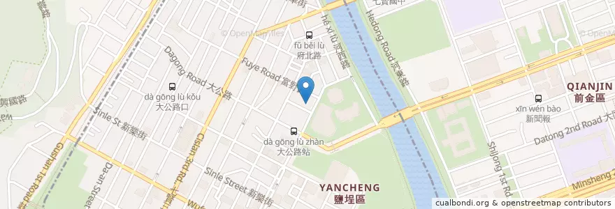 Mapa de ubicacion de 布蘭奇研磨咖啡 en 타이완, 가오슝시, 옌청구.