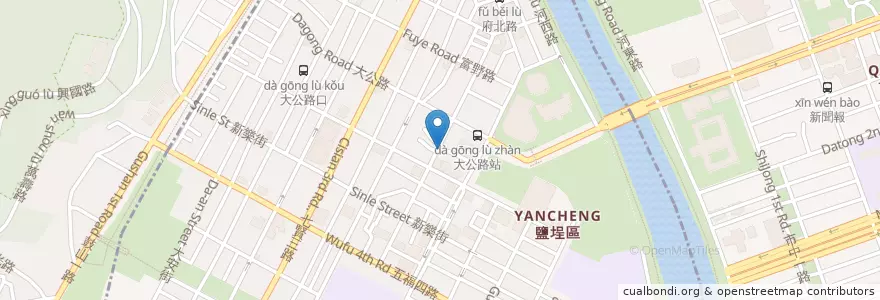 Mapa de ubicacion de 三山國王廟虱目魚米粉 en Taiwan, Kaohsiung, 鹽埕區.