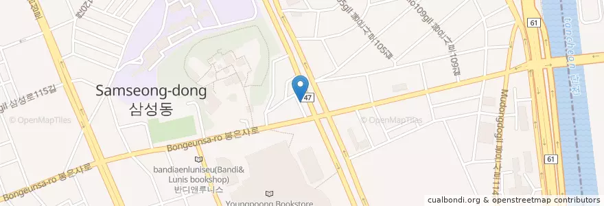 Mapa de ubicacion de 커피빈 en 대한민국, 서울, 강남구, 삼성동, 삼성1동.