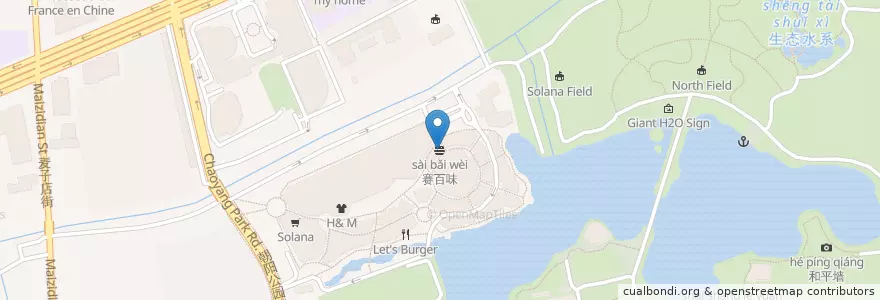 Mapa de ubicacion de 赛百味 en الصين, بكين, خبي, 朝阳区 / Chaoyang.