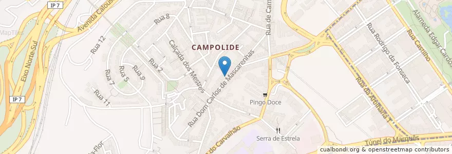 Mapa de ubicacion de CTT en ポルトガル, Área Metropolitana De Lisboa, Lisboa, Grande Lisboa, リスボン, Campolide.