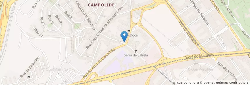Mapa de ubicacion de Galula en Португалия, Área Metropolitana De Lisboa, Лиссабон, Grande Lisboa, Лиссабон, Campolide.