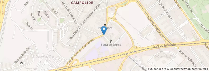 Mapa de ubicacion de Baloicinho en البرتغال, Área Metropolitana De Lisboa, Lisboa, Grande Lisboa, لشبونة, Campolide.