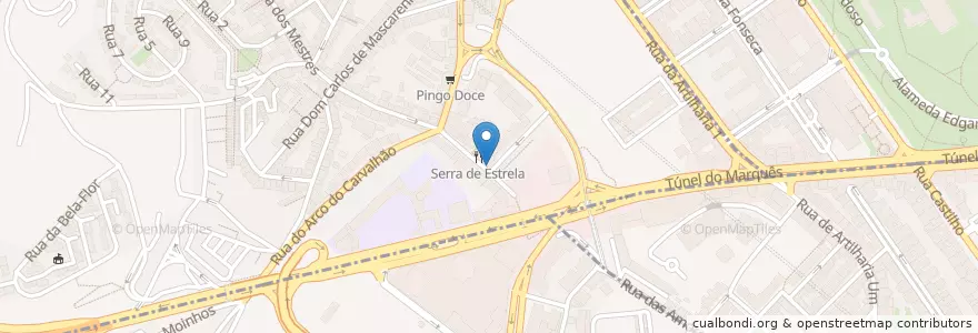 Mapa de ubicacion de O Cantinho en Portugal, Aire Métropolitaine De Lisbonne, Lisbonne, Grande Lisboa, Lisbonne, Campolide.