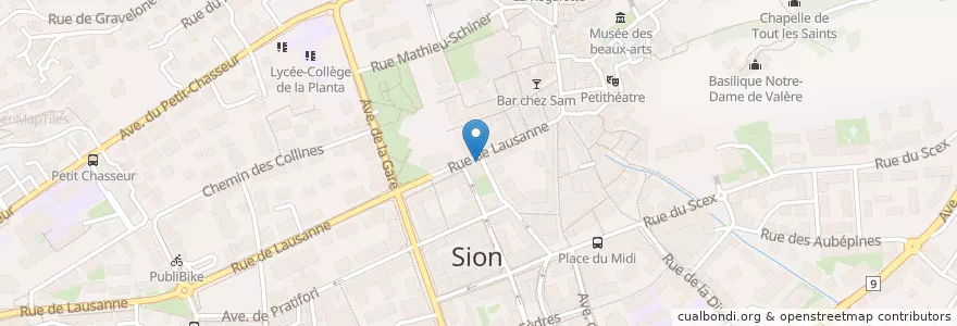 Mapa de ubicacion de Police municipale de Sion en Schweiz/Suisse/Svizzera/Svizra, Valais/Wallis, Sion, Sion.