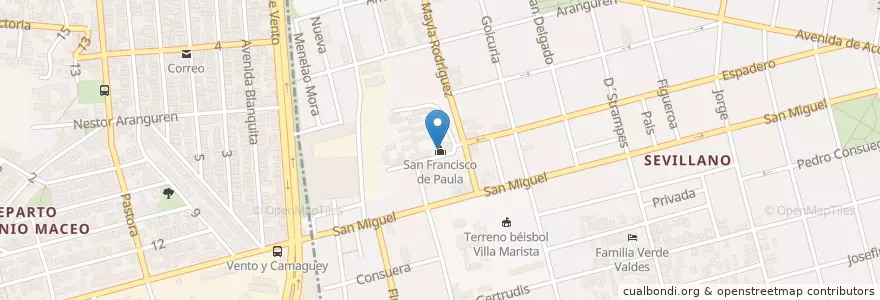 Mapa de ubicacion de San Francisco de Paula en كوبا, La Habana, Cerro, Diez De Octubre.