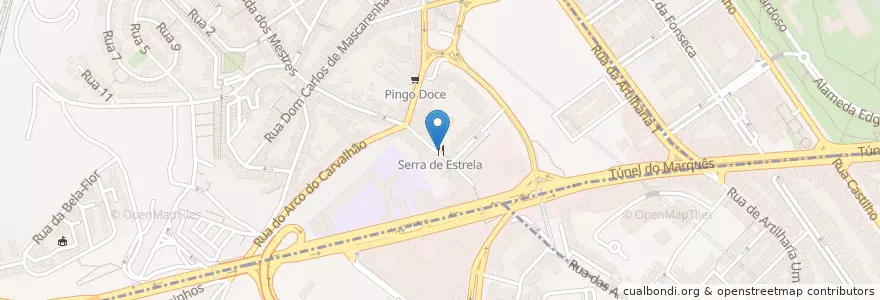 Mapa de ubicacion de Serra de Estrela en Portugal, Área Metropolitana De Lisboa, Lisboa, Grande Lisboa, Lisboa, Campolide.