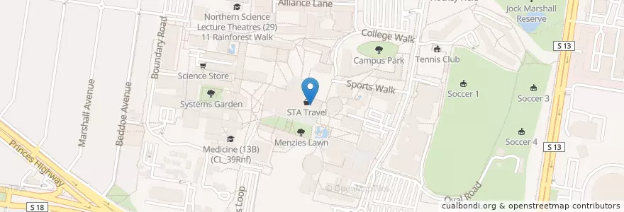 Mapa de ubicacion de Monash University Post Office en Australie, Victoria, City Of Monash.