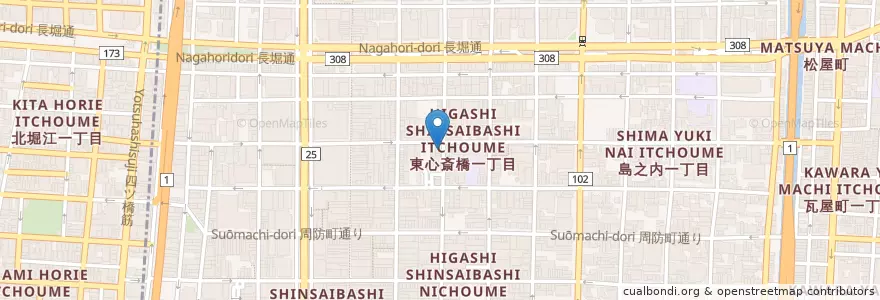 Mapa de ubicacion de はてな en 日本, 大阪府, 大阪市, 中央区.