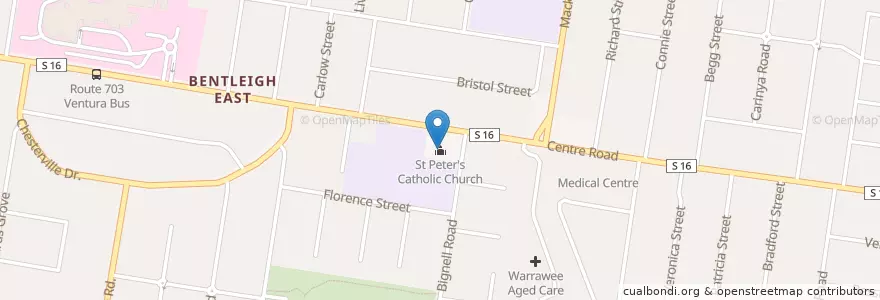 Mapa de ubicacion de St Peter's Catholic Church en Австралия, Виктория, City Of Glen Eira.