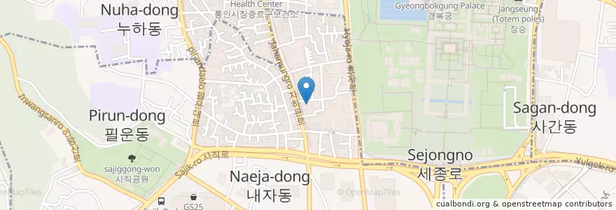 Mapa de ubicacion de 星巴克 en 韩国/南韓, 首尔, 鍾路區, 社稷洞.