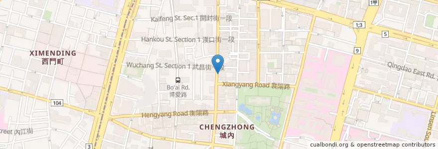 Mapa de ubicacion de 中國信託商業銀行 en 타이완, 신베이 시, 타이베이시, 중정 구.