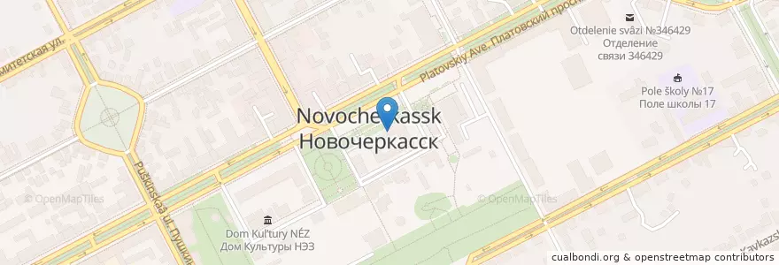 Mapa de ubicacion de Банк Открытие en Rússia, Distrito Federal Do Sul, Oblast De Rostov, Городской Округ Новочеркасск.