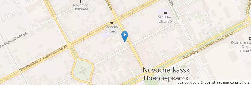 Mapa de ubicacion de Банк Открытие en 俄罗斯/俄羅斯, 南部联邦管区, 罗斯托夫州, Городской Округ Новочеркасск.