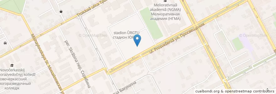 Mapa de ubicacion de Банк Открытие en Rusia, Южный Федеральный Округ, Óblast De Rostov, Городской Округ Новочеркасск.