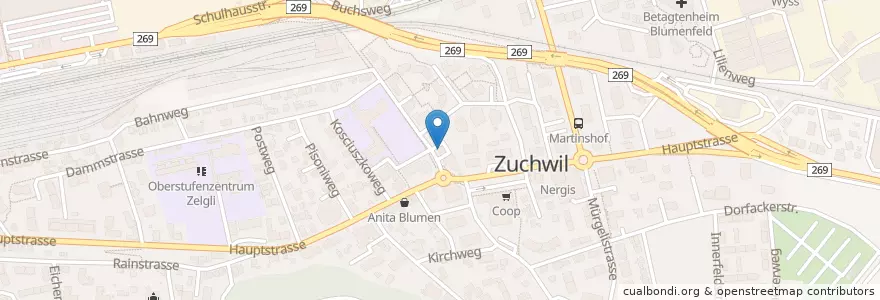 Mapa de ubicacion de Gusto Pizza en Switzerland, Solothurn, Amtei Bucheggberg-Wasseramt, Bezirk Wasseramt, Zuchwil.
