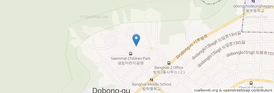 Mapa de ubicacion de 도봉구 en 대한민국, 서울, 도봉구, 방학2동.