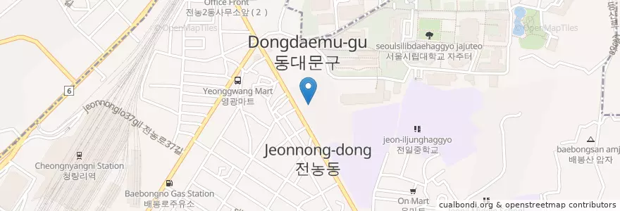 Mapa de ubicacion de 동대문구 en Zuid-Korea, Seoel, 동대문구, 전농1동.