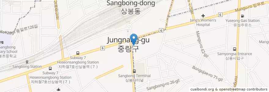 Mapa de ubicacion de 중랑구 en Südkorea, Seoul, 중랑구.