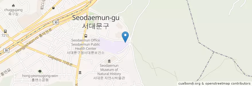 Mapa de ubicacion de 西大門区 en 大韓民国, ソウル, 西大門区, 연희동.