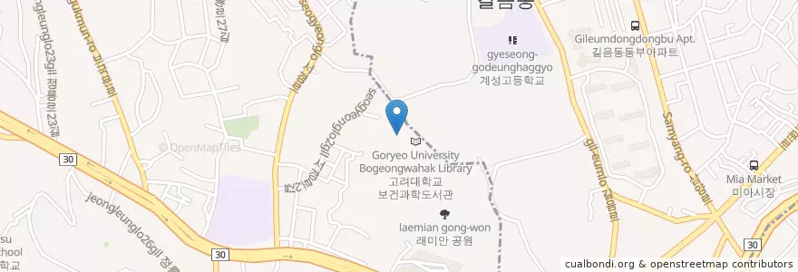 Mapa de ubicacion de 성북구 en Zuid-Korea, Seoel, 성북구, 정릉1동.