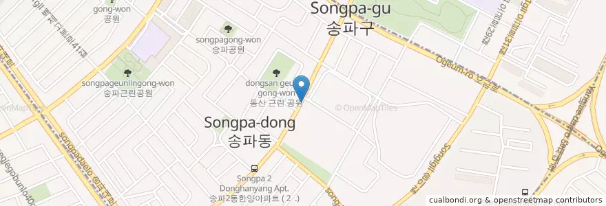 Mapa de ubicacion de 송파구 en Südkorea, Seoul, 송파구, 송파2동.