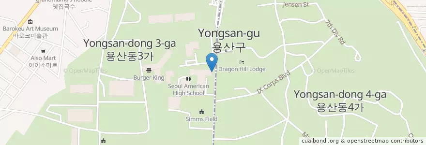 Mapa de ubicacion de 용산구 en 대한민국, 서울, 용산구, 용산2가동.