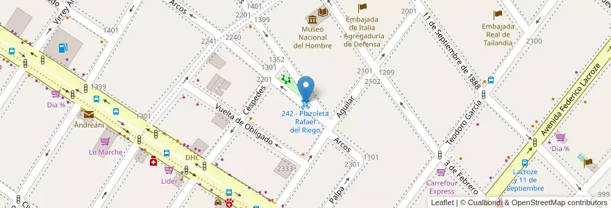 Mapa de ubicacion de 242 - Plazoleta Rafael del Riego en アルゼンチン, Ciudad Autónoma De Buenos Aires, ブエノスアイレス, Comuna 14.