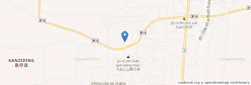 Mapa de ubicacion de 九如鄉 en Тайвань, Тайвань, Пиндун, 九如鄉.