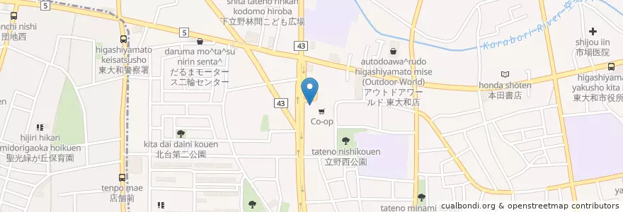 Mapa de ubicacion de 上北台駅 en Japan, Tokyo, Higashiyamato.