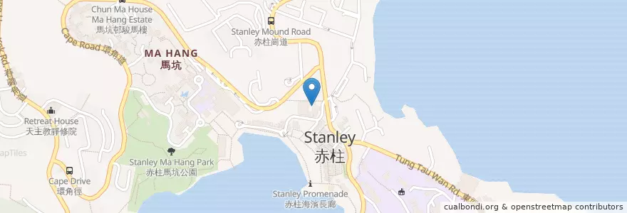 Mapa de ubicacion de Stanley Public Library en China, Guangdong, Hong Kong, Hong Kong Island, New Territories, Southern District.