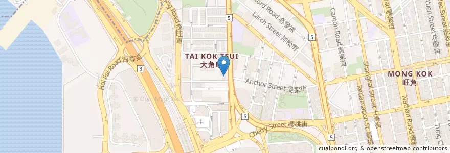 Mapa de ubicacion de Bank Of China en China, Cantão, Hong Kong, Kowloon, Novos Territórios, 油尖旺區 Yau Tsim Mong District.