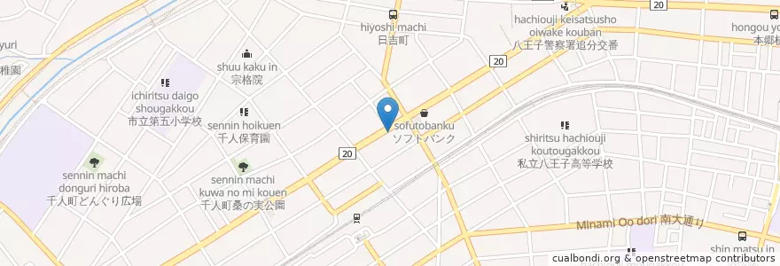 Mapa de ubicacion de 香港屋台料理 en Japón, Tokio, Hachioji.