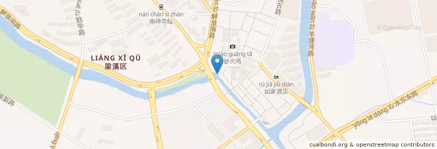 Mapa de ubicacion de 游船码头 en چین, ووشی, 梁溪区(Liangxi).
