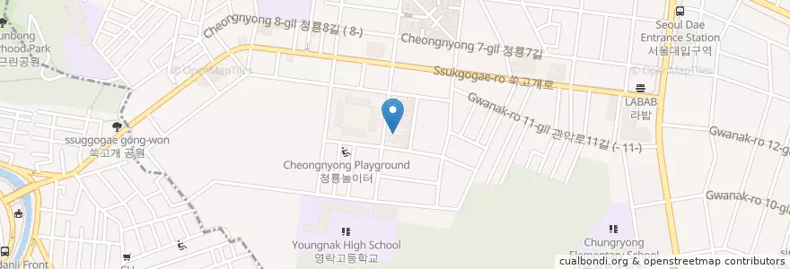 Mapa de ubicacion de 청룡동 en Corée Du Sud, Séoul, 관악구, 청룡동.