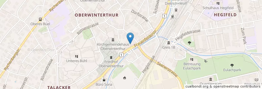 Mapa de ubicacion de Restaurant Pizzeria Schmiede en Suíça, Zurique, Bezirk Winterthur, Winterthur.