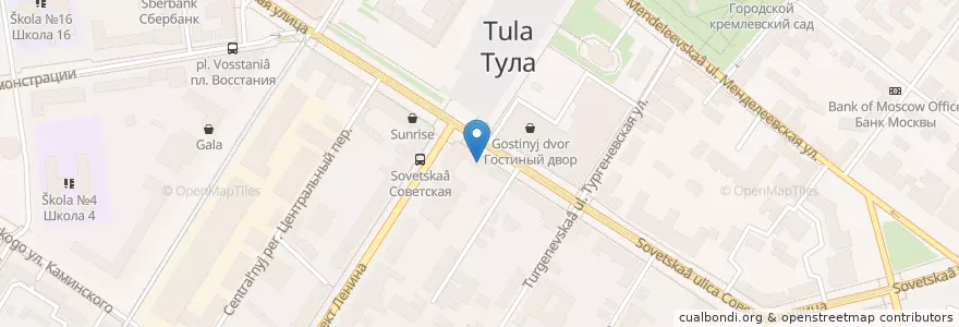 Mapa de ubicacion de Тульский государственный театр кукол en Rusia, Distrito Federal Central, Óblast De Tula, Городской Округ Тула.