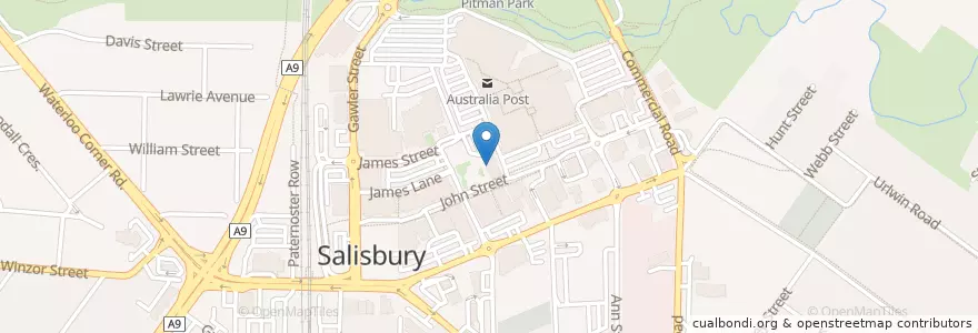 Mapa de ubicacion de Len Beadell (Salisbury) Library en Australie, Australie Méridionale, Adelaide, City Of Salisbury.